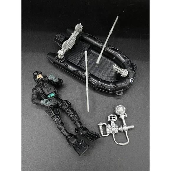 Excite US Navy Seal Figure Boat Raft Chap Mei Action Scuba Gear Camera - Picture 2 of 16